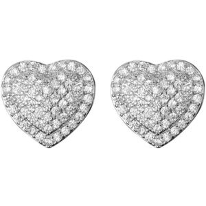Elegant Silver Heart Stud Earrings